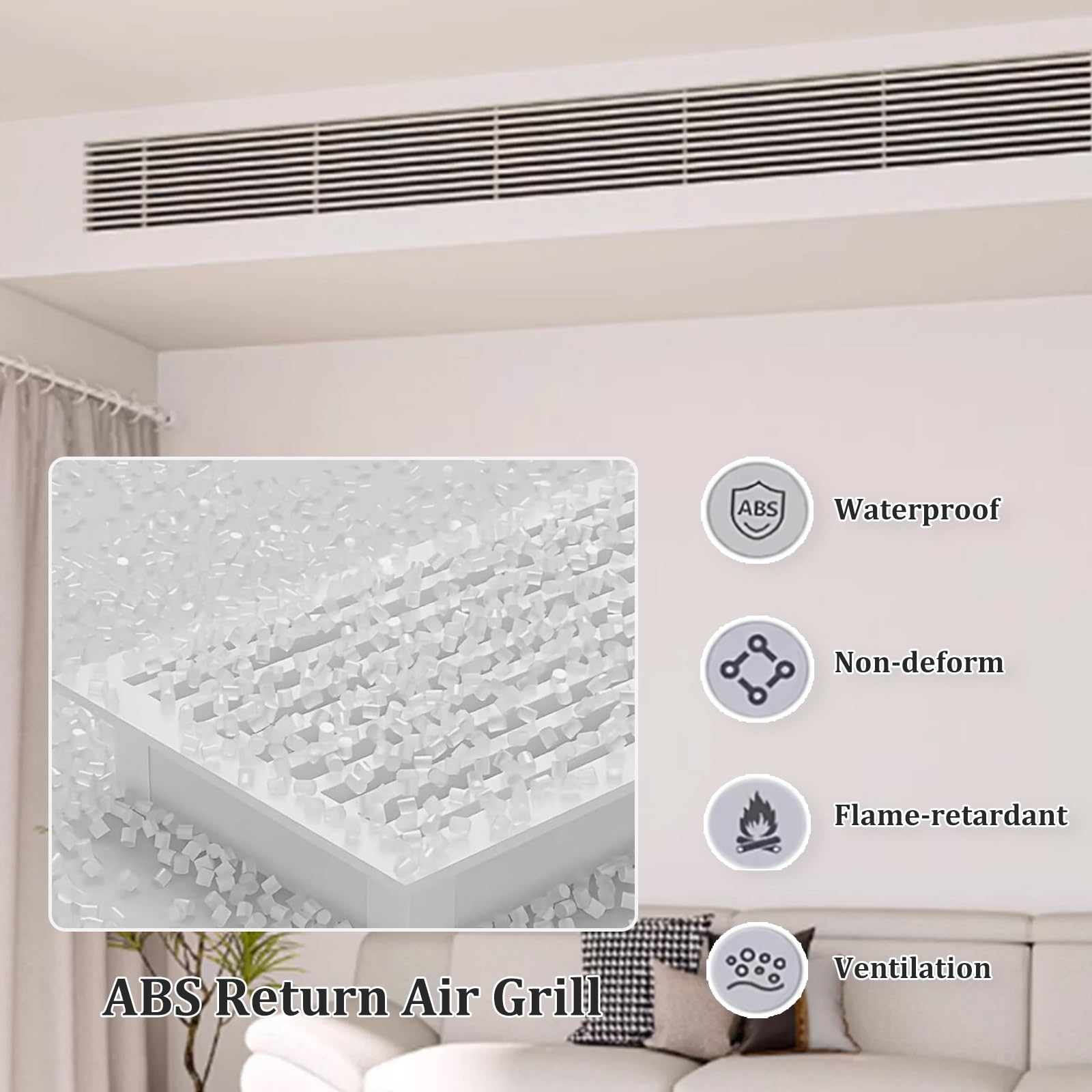 Cubierta de ventilación de Techo Moderna de 50x15 cm y 120x30 cm, extraíble, para lavadero, Dormitorio, Elegante solución de climatización, Mejora de la decoración del hogar.