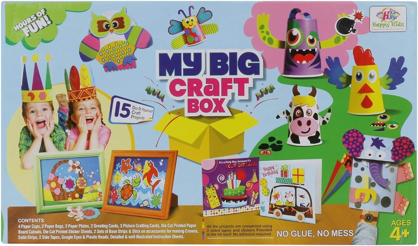 Game Phactory My Big Craft Box, Paper, Hobby, Creative, Art and Craft Game Kit for Both Boys and Girls Upto 10 Years Old