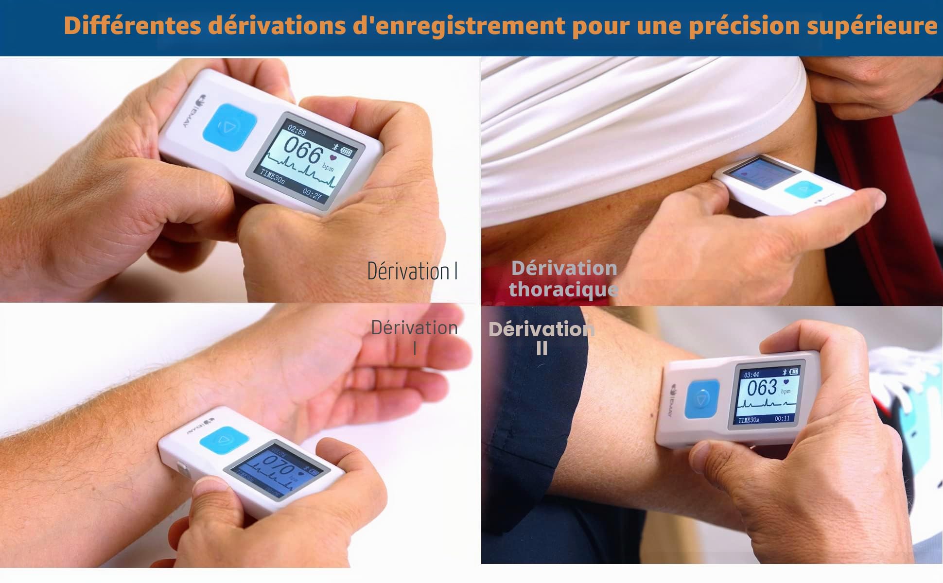 EMAY Bluetooth Moniteur ECG Portable (for iPhone & Android, Mac & Windows), Moniteur ECG Personnel sans Fil, Mobile Electrocardiographe, Mesure la fréquence Cardiaque, ECG et Les symptômes (EMG-20)