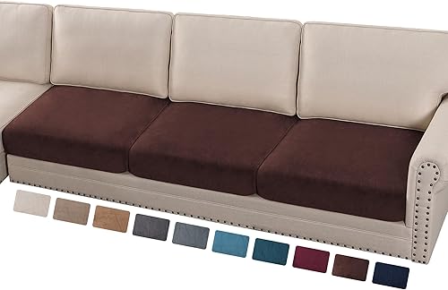 Vista 23 de PrinceDeco Fundas para sofá modular, 4 piezas, fundas de sofá para sofá seccional, fundas de terciopelo separadas para sofá seccional, en forma de L