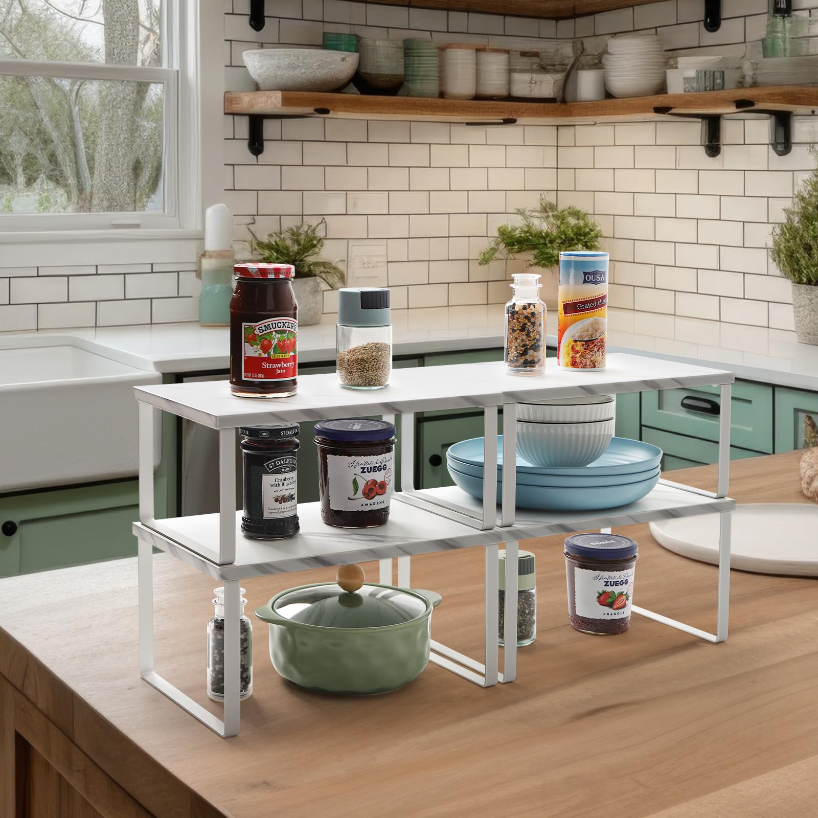 Etagères Empilables Garde Manger Lot 2 étagères Rangement NANDAE - Métal - Empilables - Dimensions 32x23x15cm - Organisation Placard Cuisine Etagères Rangement Métal