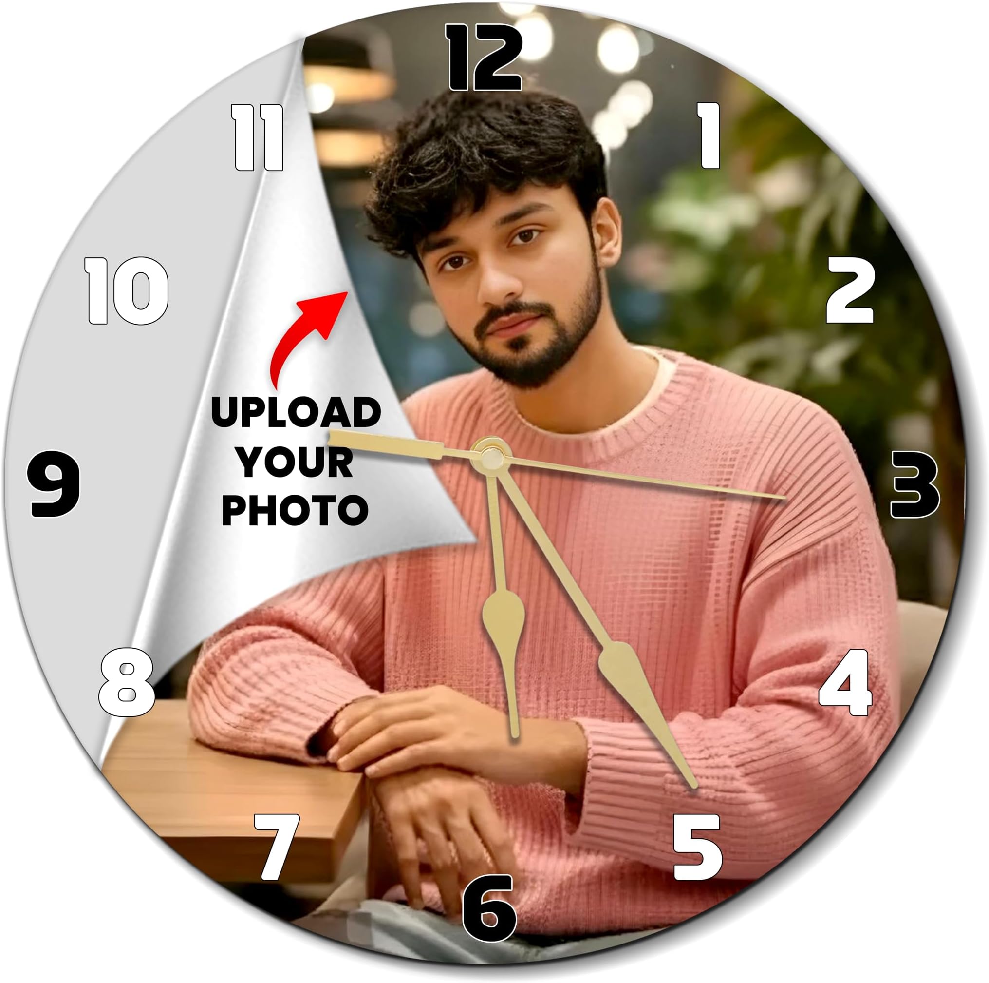 Personalized Photo Wall Clock for Him 9x9 Inch –Customized Picture Printed Acrylic Clock | Birthday, Anniversary & Valentine Gift for Boyfriend, Husband, Brother, Son | Modern Room Decor for Men