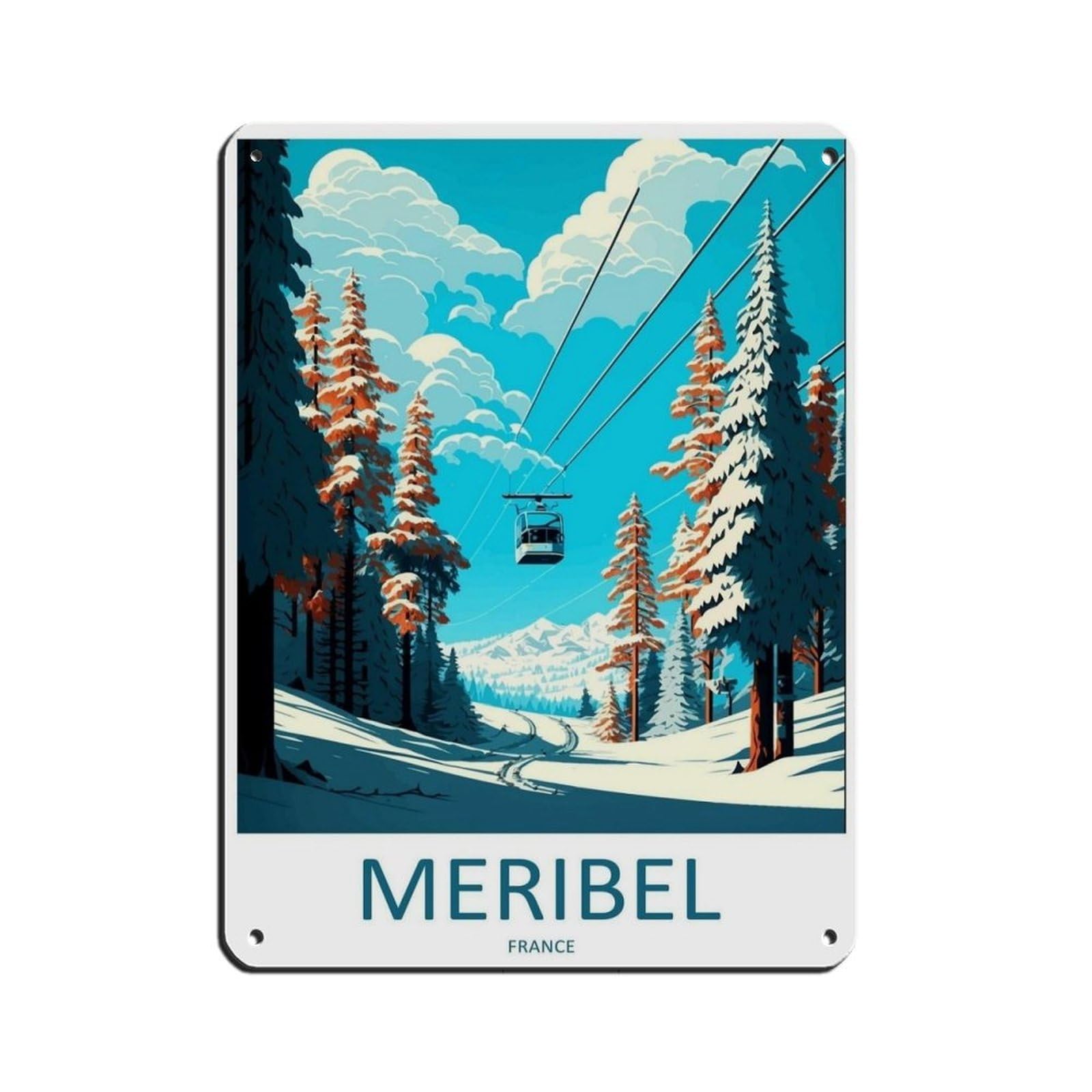 Megeve Travel Art Ski Art Lover Gift (89) Tin Sign Vintage Metal Pub Club Cafe Bar Home Wall Art Decoration Poster Retro 12x16inch(30x40cm)