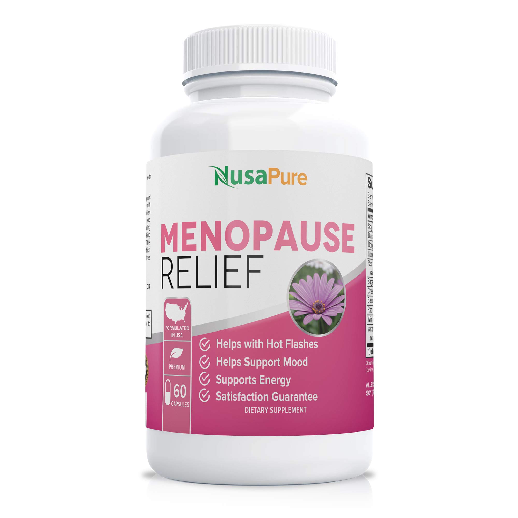 Menopause Supplements (Gluten Free) for Hot Flash Relief Black Cohosh and All Natural
