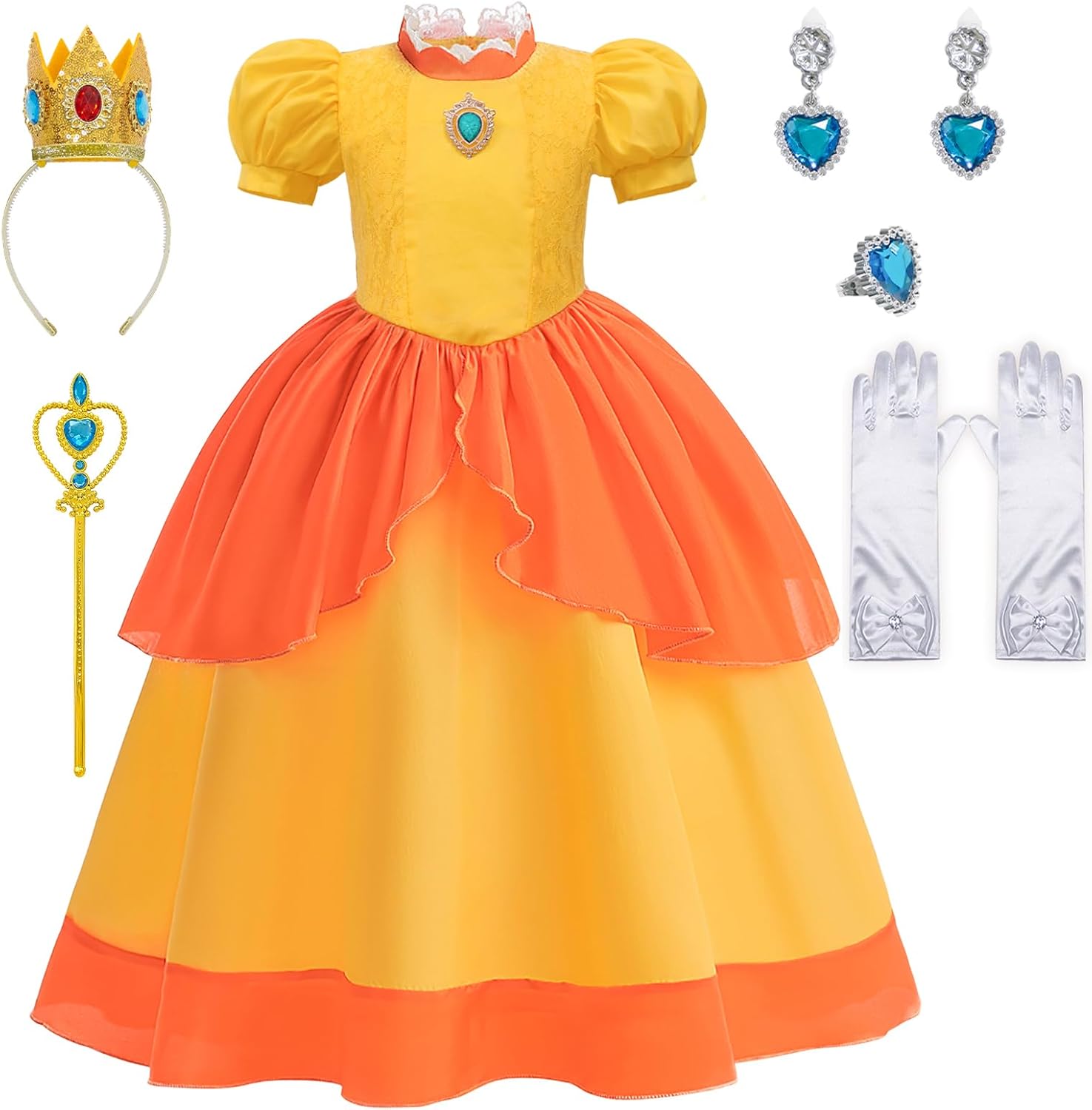 Princess Costume for Girls Kids Movie Cosplay Dress Up Outfit Halloween Christmas Birthday Party