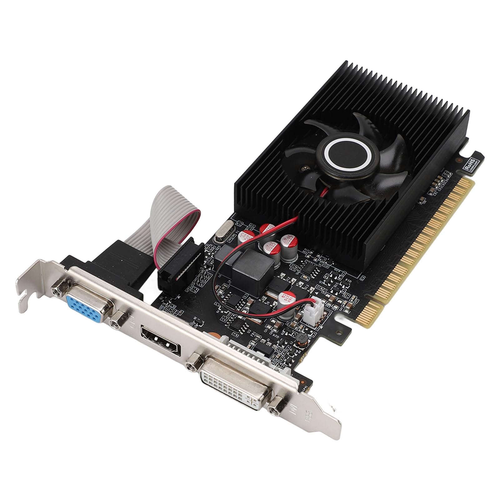 Jiawu Karta Graficzna, 4 GB Pamięci DDR3 Architektura Fermi Karta Graficzna PCIe 3 0 X8 GT 740, do Komputerów Stacjonarnych z obsługą Dwóch Monitorów VGA DVI Brak Zewnętrznego Zasilania dla Komputerów