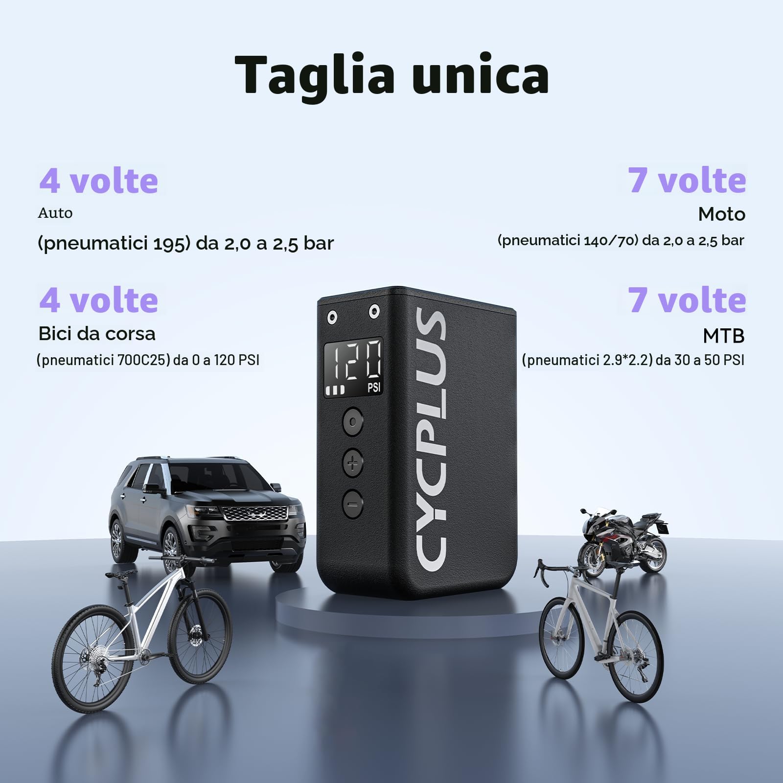 CYCPLUS AS2 Pro Max Cordless Bike Tire Pump, 120 PSI Auto Stop, Presta & Schrader Valve