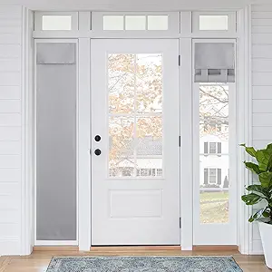 RYB HOME Room Darkening Sidelight Door Window Curtains, Privacy Curtains Thermal Insulate Covering for Patio/Glass/Front Door, 12 inch x 69 inches, Sliver Grey, 1 Panel