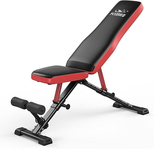 Miniatura 10 de FLYBIRD Strength Training Bench for Home Gym, Adjustable Weight Bench can be Folded for Storage/Vertical Storage, Space-Saving Workout Bench Negro