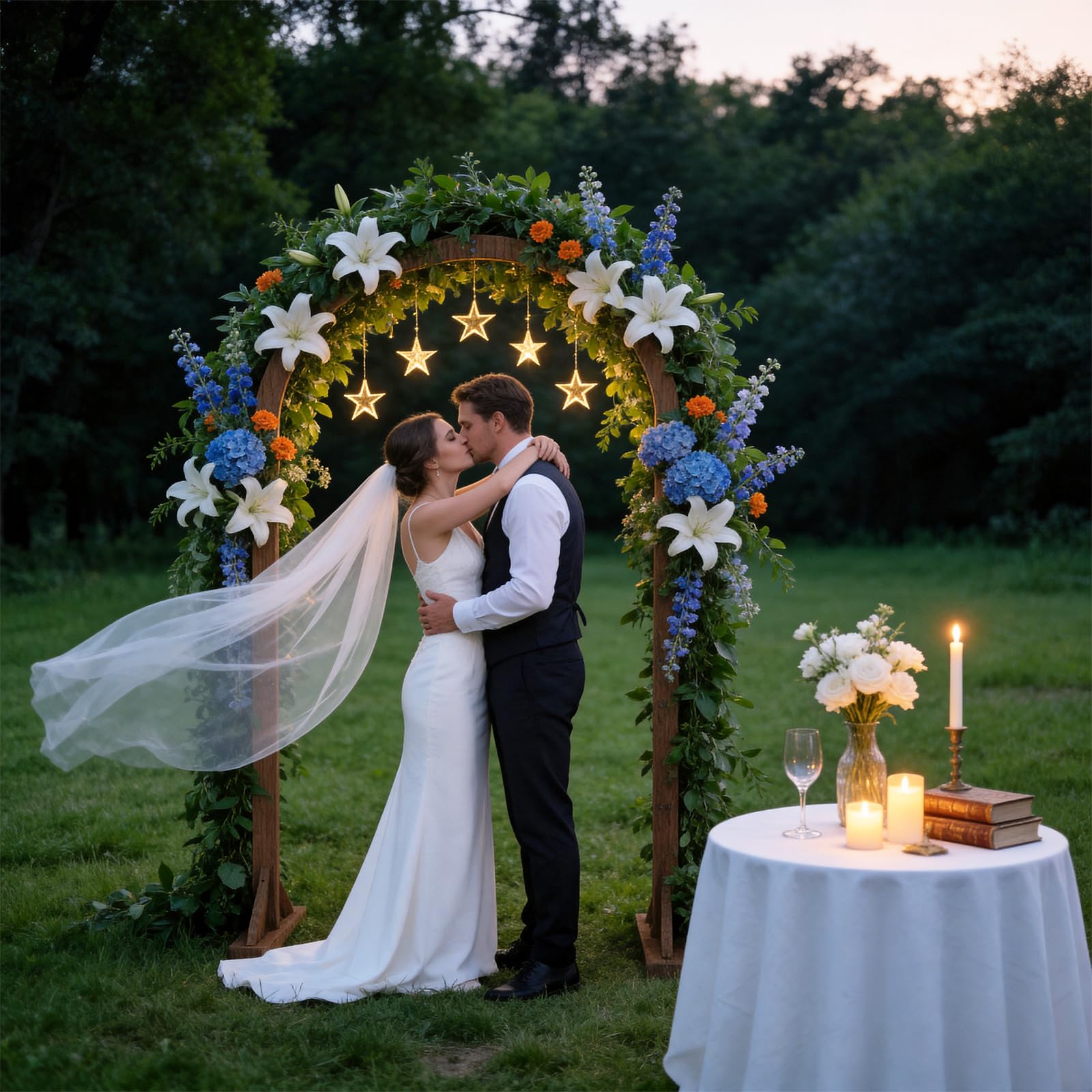 Hochzeitsbögen aus Holz für Zeremonie, 1,8 m Hölzerner Laubbogen, Hintergrundständer mit Design-Bündel für drinnen und draußen, Geburtstag, Party, Garten, Strand, Wald, rustikale Boho-Dekoration