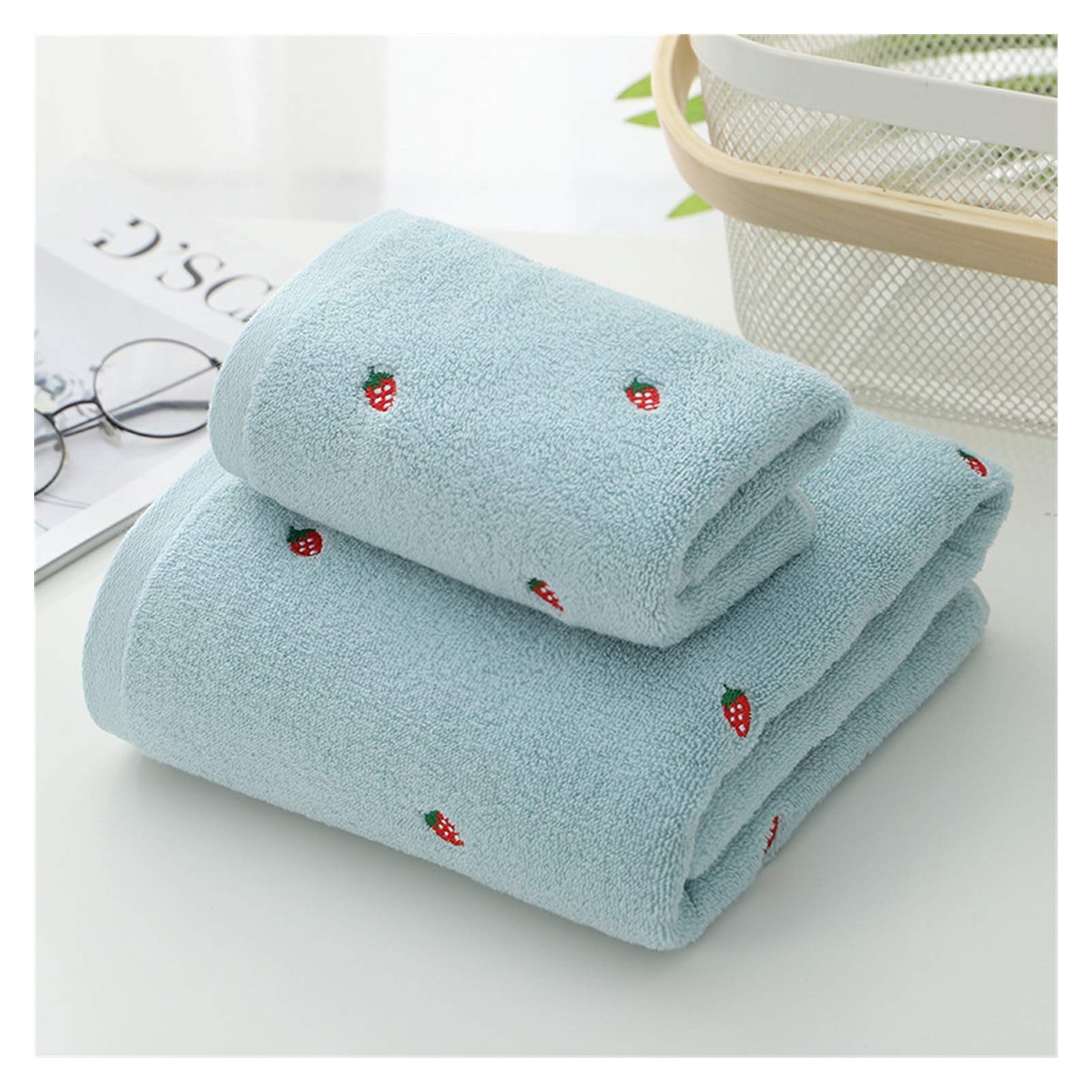 Generisch Nettes Badetuch Neues Erdbeer -Stickel Designer Handtuch Set 100% Baumwollbad Handtuch Damen Süßes Handtuch