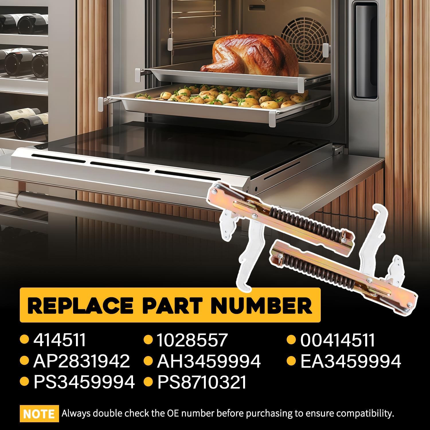 2 Pack 00414511 Upgraded 30" Range Oven Door Hinge Set Fit for Thermador & Bosch Ovens Left & Right Replace for 414511