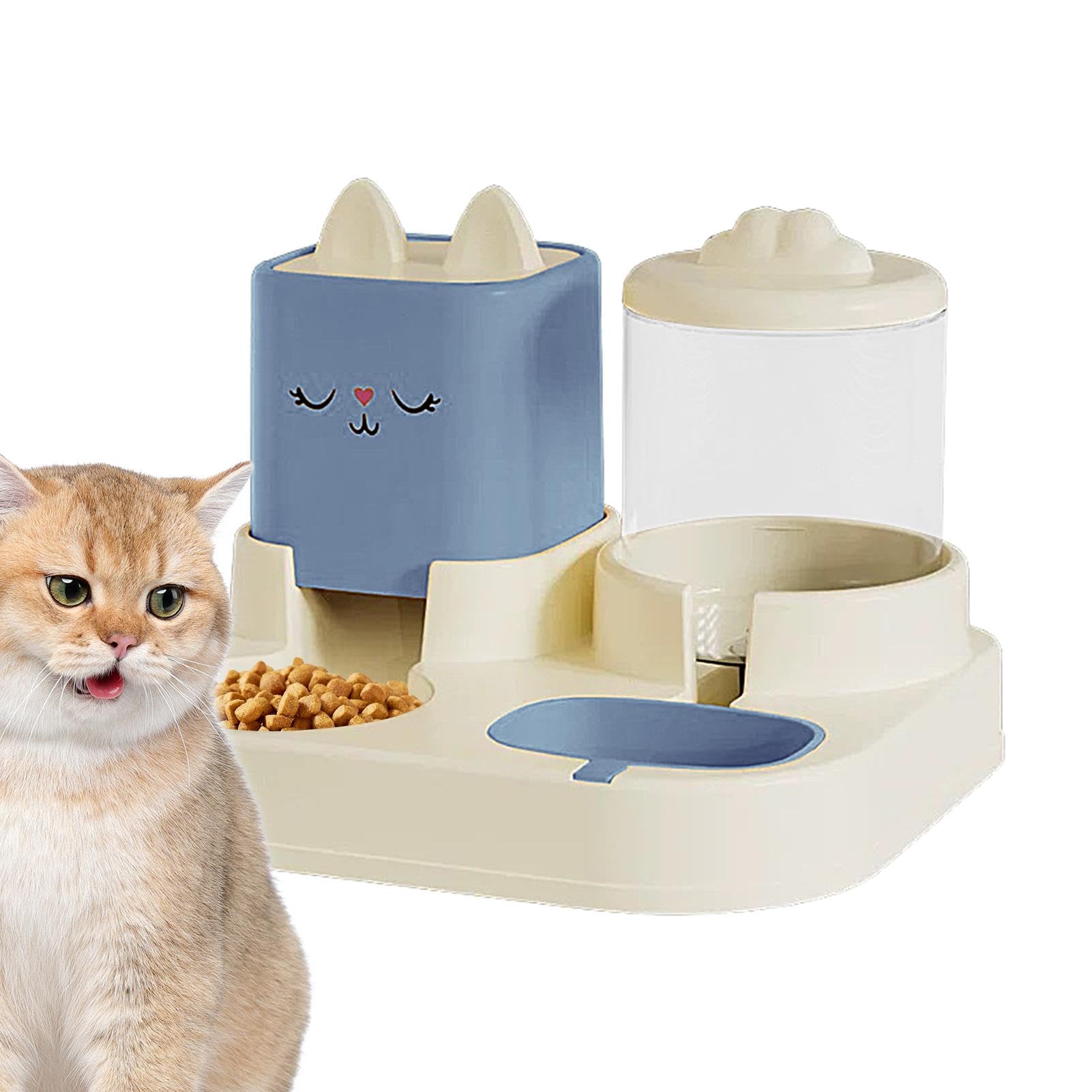 Ciotole per animali domestici, Set di distributori cibo e acqua for gatti, distributore for animali domestici, doppie ciotole con bottiglia d'acqua automatica(Blue)