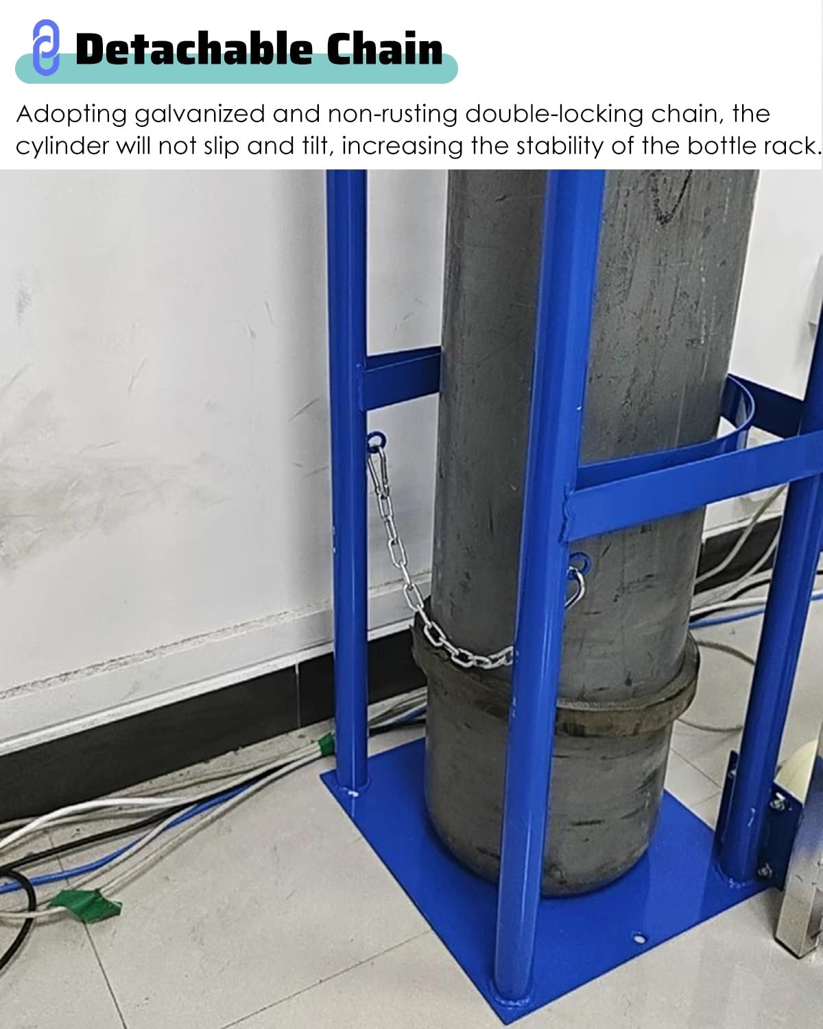 Carro Bombona Butano Carretilla de Transporte de Oxígeno Médico con Ruedas, Cadena y Asa Ajustables, Portador Portátil de Una Botella de Gas CO2 para Clínicas Domésticas, Fácil de Maniobrar(Blue,L)