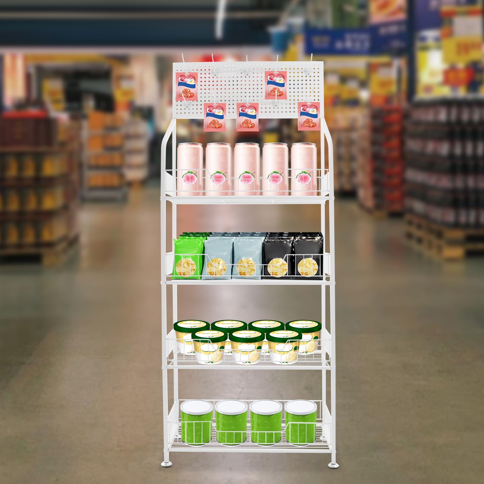Organizador de exhibición de Snacks, estantes organizadores para panadería, Estante de Almacenamiento con Patas Ajustables, Soporte para Venta al por Menor, Soporte para Snacks (bl