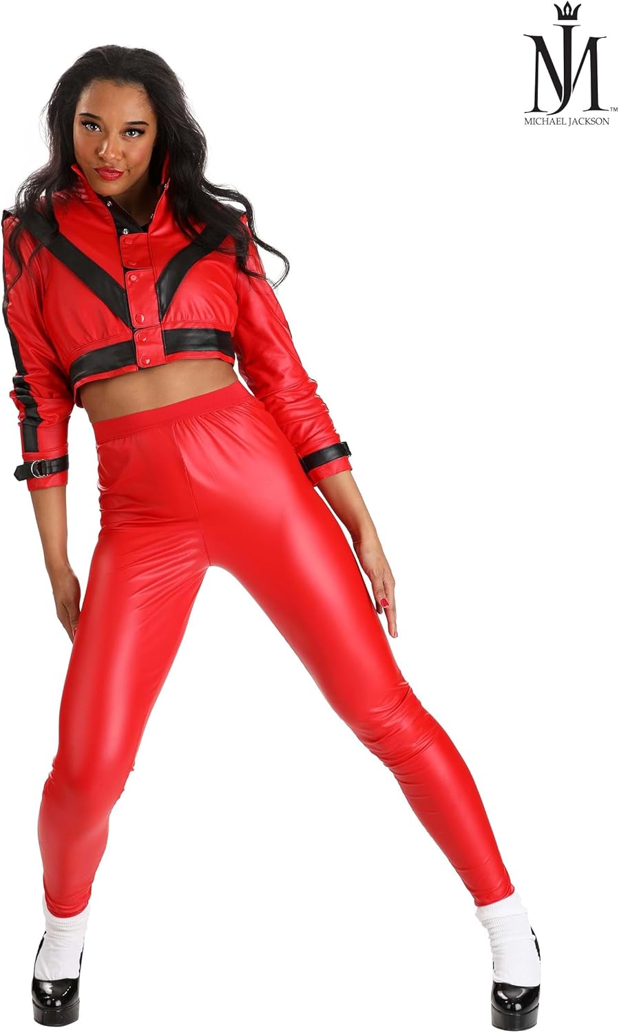 Women's Michael Jackson Thriller Costume | Adult MJ Suit Red and Black Suit King of Pop Celebrity Costumes - Image 2