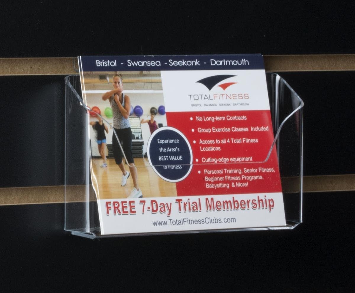 Displays2go Set of 4, Clear Acrylic 6x4 Post Card Holder for Slatwall (LHPPCSW)