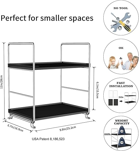 Vista 30 de Organizador de 2 niveles para encimera de baño, organizador de perfumes, estante de maquillaje, bandeja de almacenamiento o estante de especias