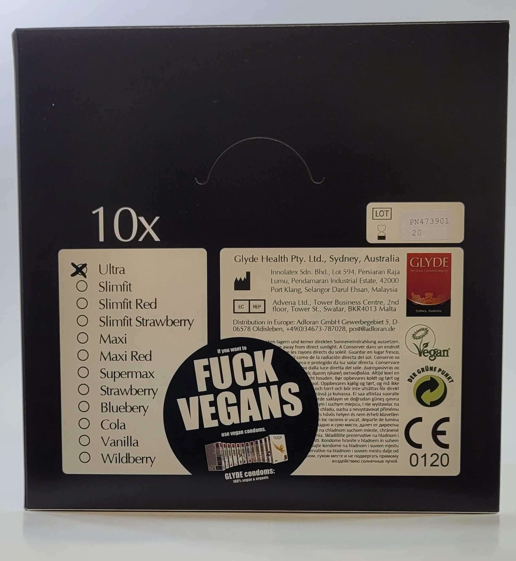 Glyde Ultra, 10 x 10 preservativi vegani, offerta speciale.