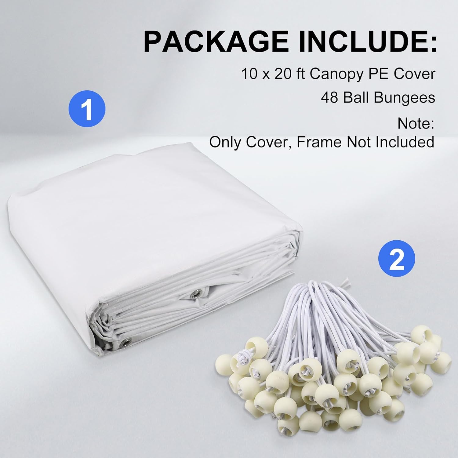 10 x 20 Canopy Replacement Cover for Carport, 220G Heavy Duty Replacement Top Cover for Car Garage, Waterproof UV Protected Tarp with 48 Ball Bungees (Only Cover, Frame Not Included), White 10 x 20 Canopy Replacement Cover for Carport, 220G Heavy Duty Replacement Top Cover for Car Garage, Waterproof UV Protected Tarp with 48 Ball Bungees (Only Cover, Frame Not Included), White