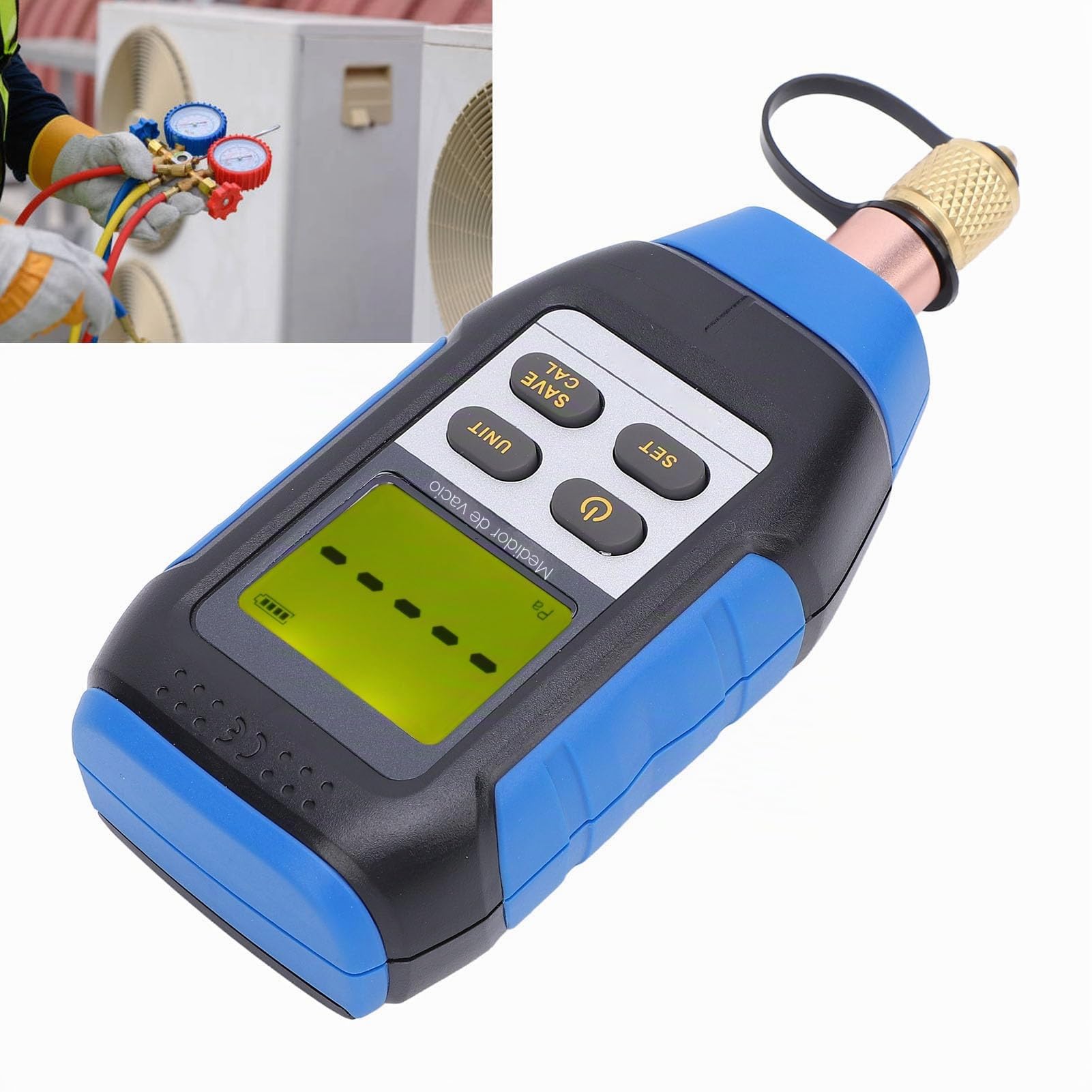 Medidor de Vacío Digital para HVAC 0-75000 Micrones con Pantalla LCD y Rango de 0,5 MPa Ideal para Instalación y Mantenimiento de Sistemas de Aire Acondicionado y Refrigeración