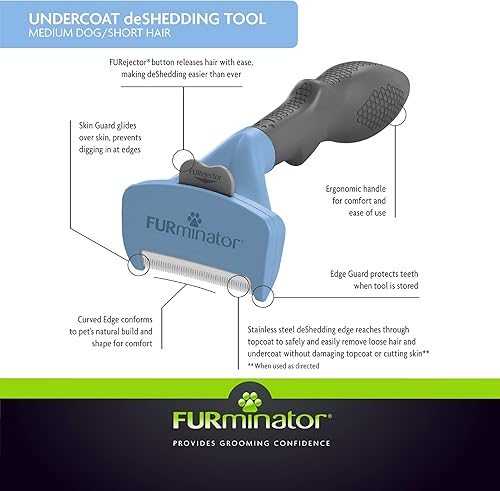 Vista 71 de FURminator - Herramienta de eliminación de pelaje y champú premium para perros, elimina el pelo suelto, combate el exceso de desprendimiento