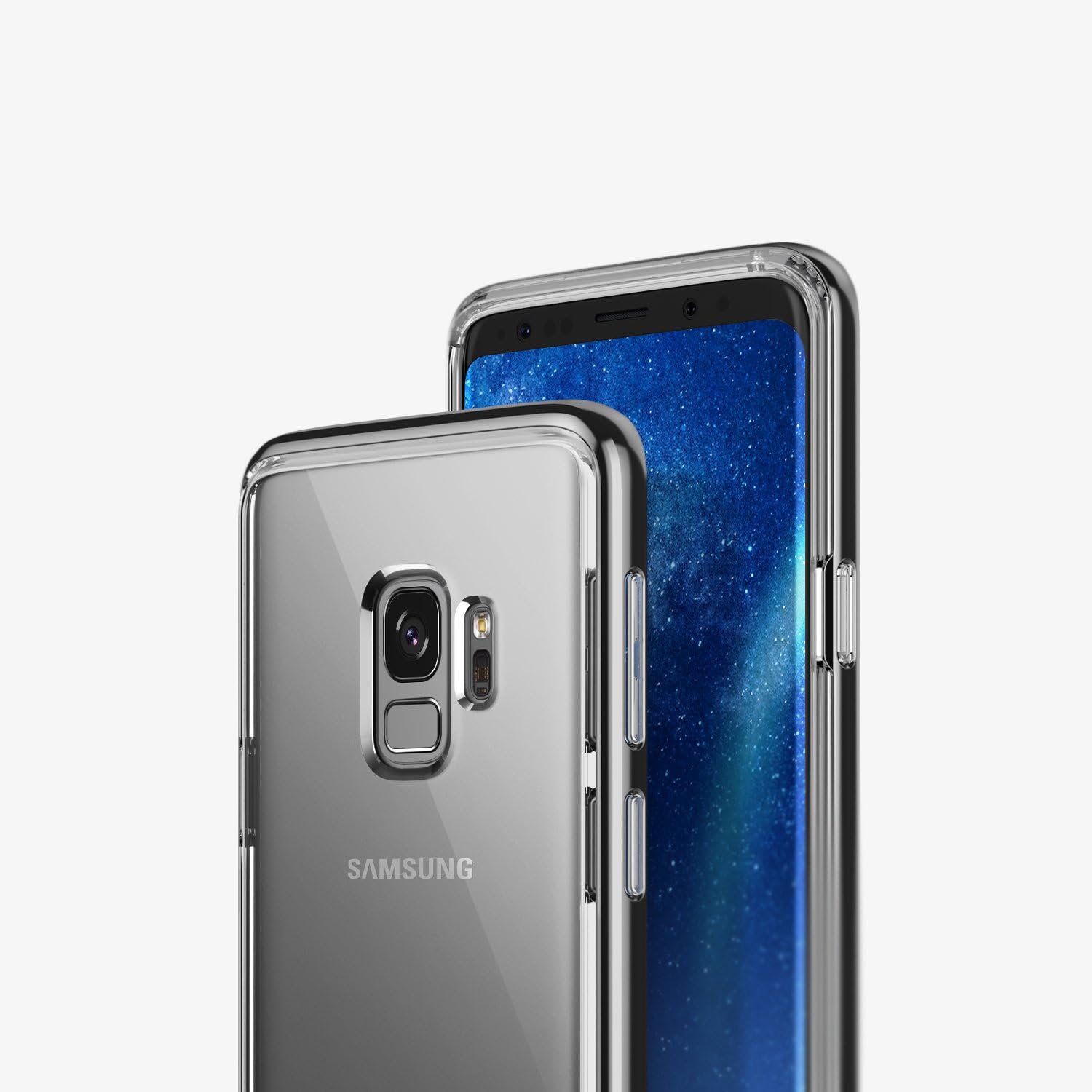 Caseology Skyfall for Galaxy S9 Case (2018) - Clear Back & Slim Fit - Silver Matte