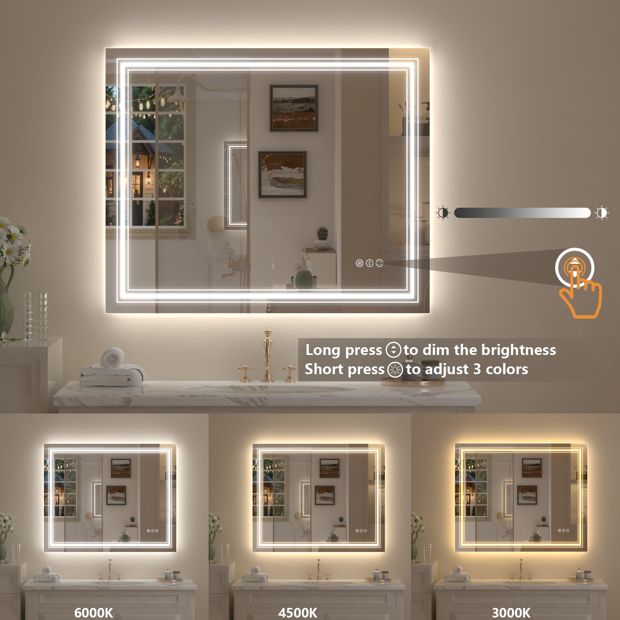 Specchio LED Asimmetrico Retroilluminato Per Bagno Moderno