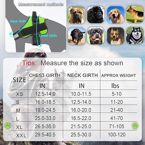 Miniatura 4 de Bolux - Arnés para perro, reflejante y transpirable, ajustable, con asa, para sacarlo a pasear, no más tirones ni asfixia (verde, tamaño XG)