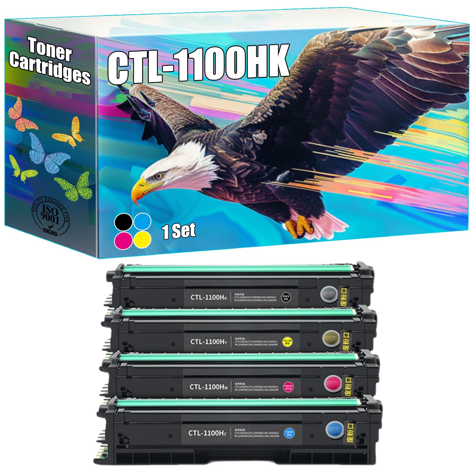 CTL-1100HK Toner Cartridges Compatible for Pantum CP1100 CP1100DW CM1100DN CM1100DW CM1100ADN CM1100ADW Printers, High Yield 3000 Pages, Bright Colors Clear Printing (4-Pack BK/C/M/Y)