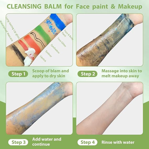 Makeup Remover Cleansing Balm,3.38Oz Deep Clear Makeup Cleansing Balm,Professional Remover for SFX, Face Paint & Glitter, Natural Gentle Moist Cleanser Cream for Face Body