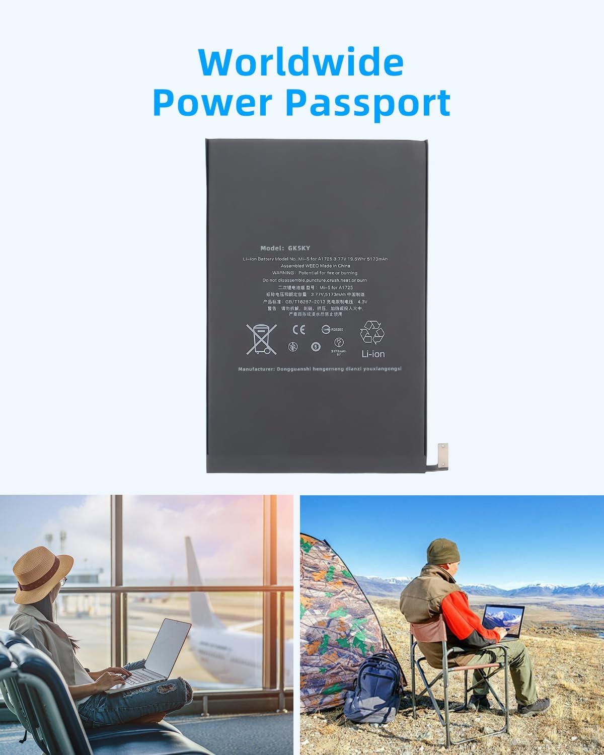 19.5Wh A1725 Tablet Battery Replacement for iPad Mini 5 (2019) 5th Gen A2114 A2124 A2125 A2126 A2133 Wi-Fi Cellular 64GB 256GB EMC 3313 3314 iPad11,1, 2 MUQX2LL/A MUXG2LL/A MUX62B/A High performance