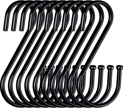 Miniatura 12 de Ganchos negros de metal resistente en forma de S – Paquete de 10 ganchos para colgar ropa o ollas de cocina, armario, jeans, bolsas, utilidad