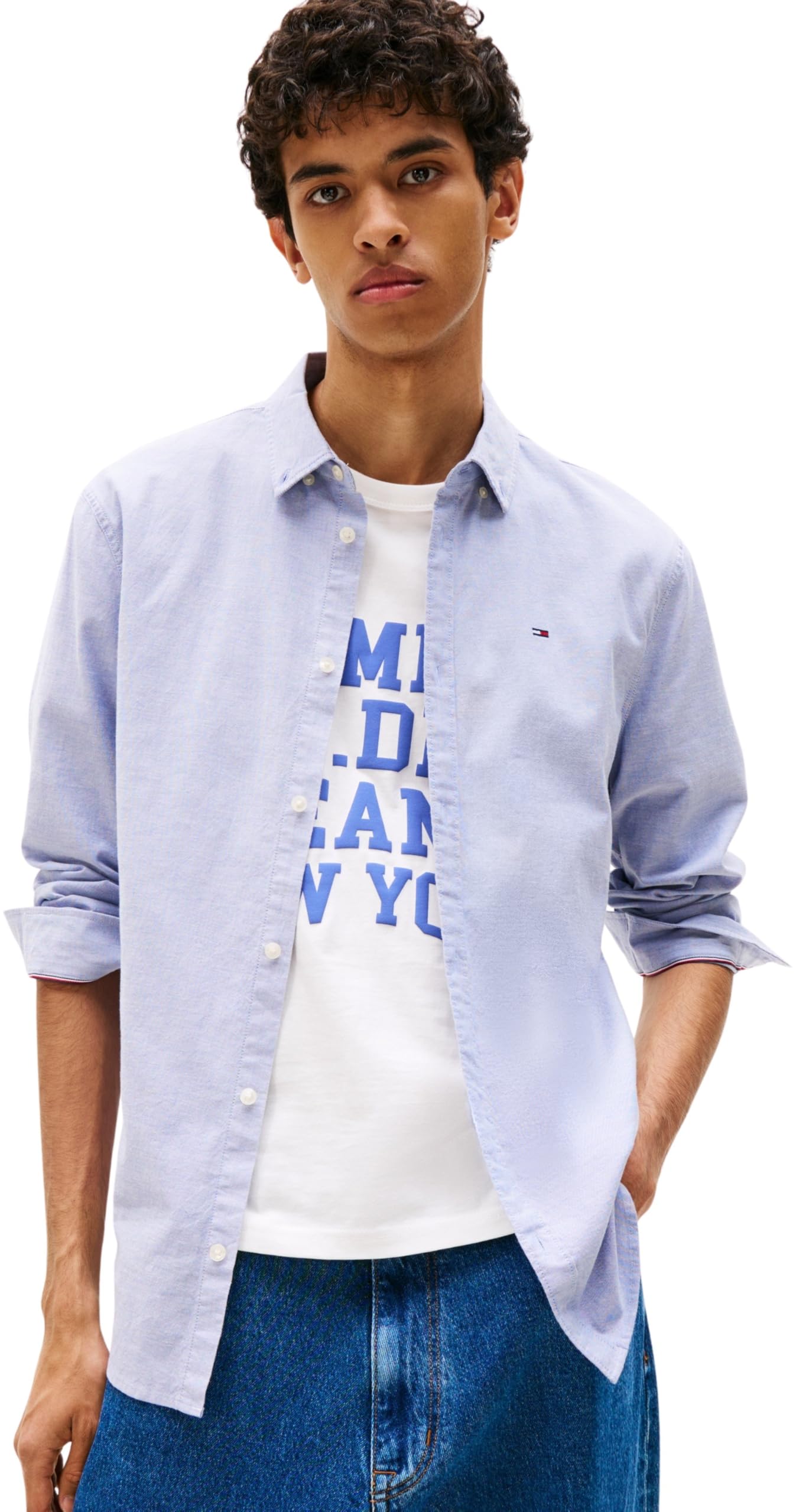 Tommy Jeans Herren Hemd TJM Slim Langarm