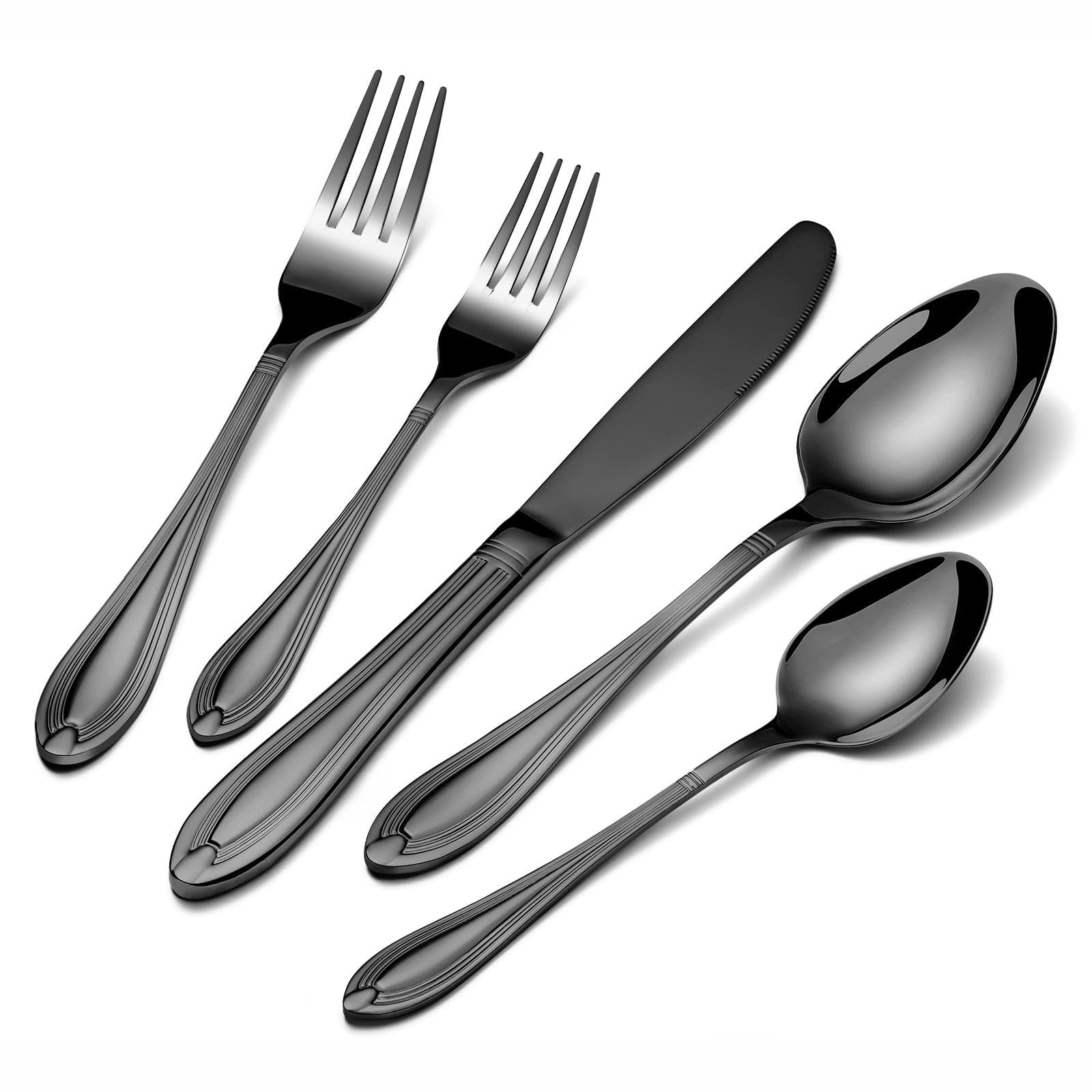 univionlions Juego de cubiertos 40 piezas para 8 personas de acero inoxidab | Set de 40 piezas de acero inoxidable para 8 personas, resistente y elegante para familias, restaurantes y uso diario.