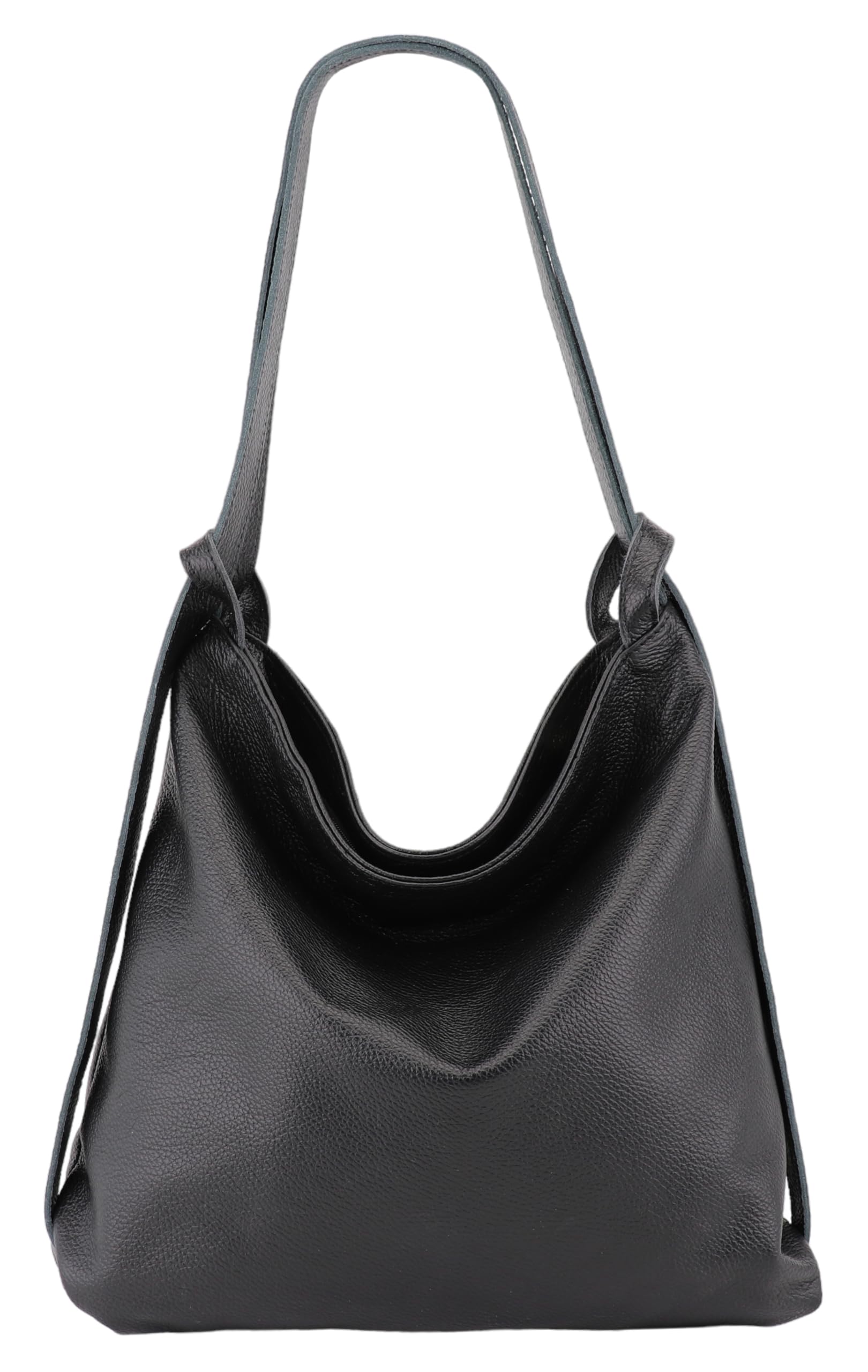 SH Leder 2in1 Handtasche Rucksack Damen Schultertasche DayPack CityRucksack aus Echt genarbt Leder (B 37cm x H 35cm) Rica G699
