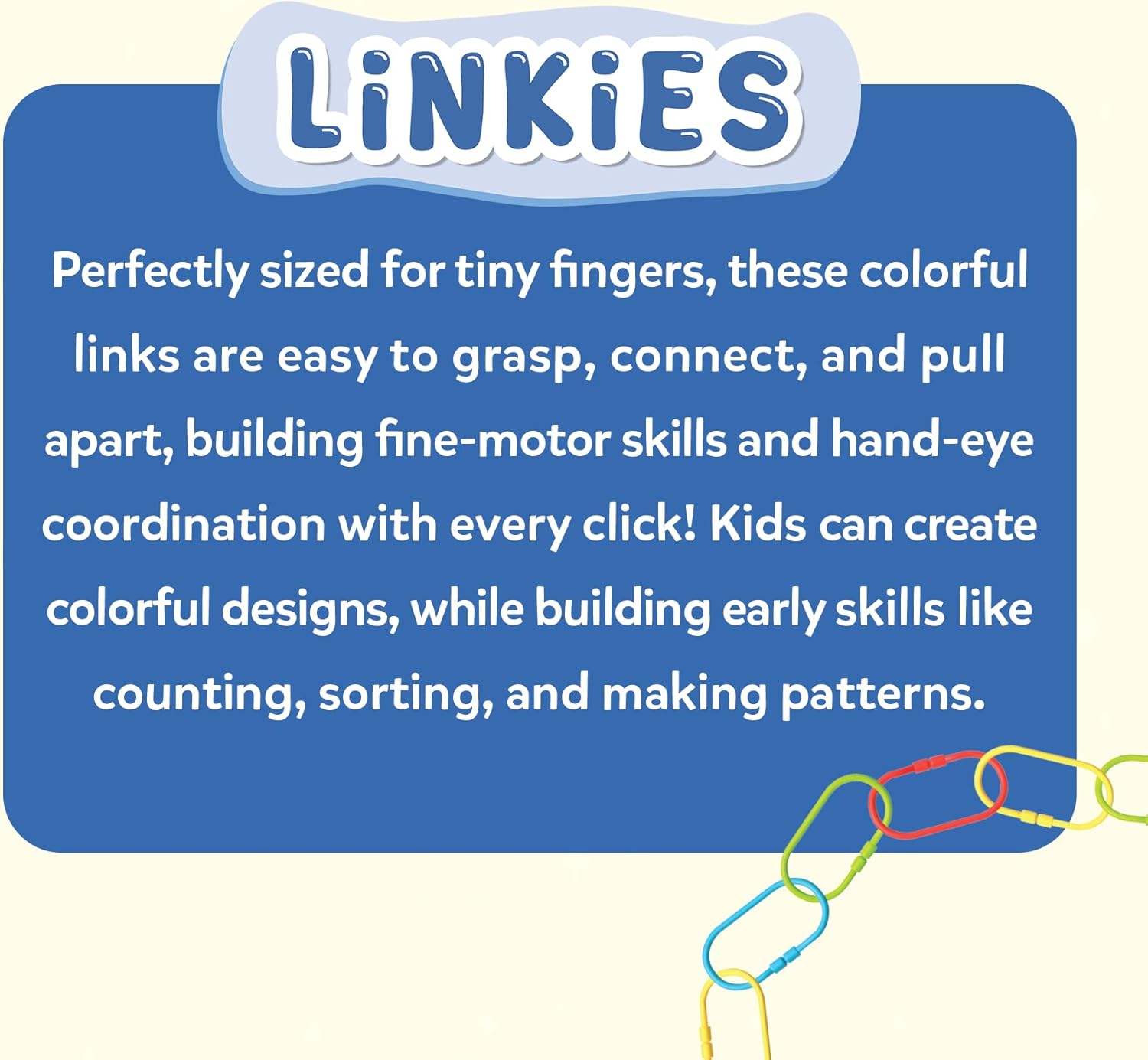 Skillmatics Connectable Learning Link Toy for Toddlers – Fun & Educational Snap-Together Toy for Fine Motor Skills, Hand-Eye Coordination & Early Learning, Gift for Ages 10–24 Months, Set of 15 Links