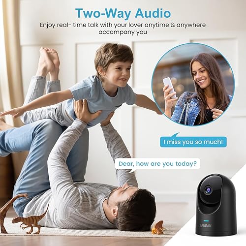 Miniatura 4 de ANMEATE Cámara de seguridad 3K 5MP, cámara para mascotasperrobebé con aplicación de teléfono, visión nocturna a color, seguimiento automático