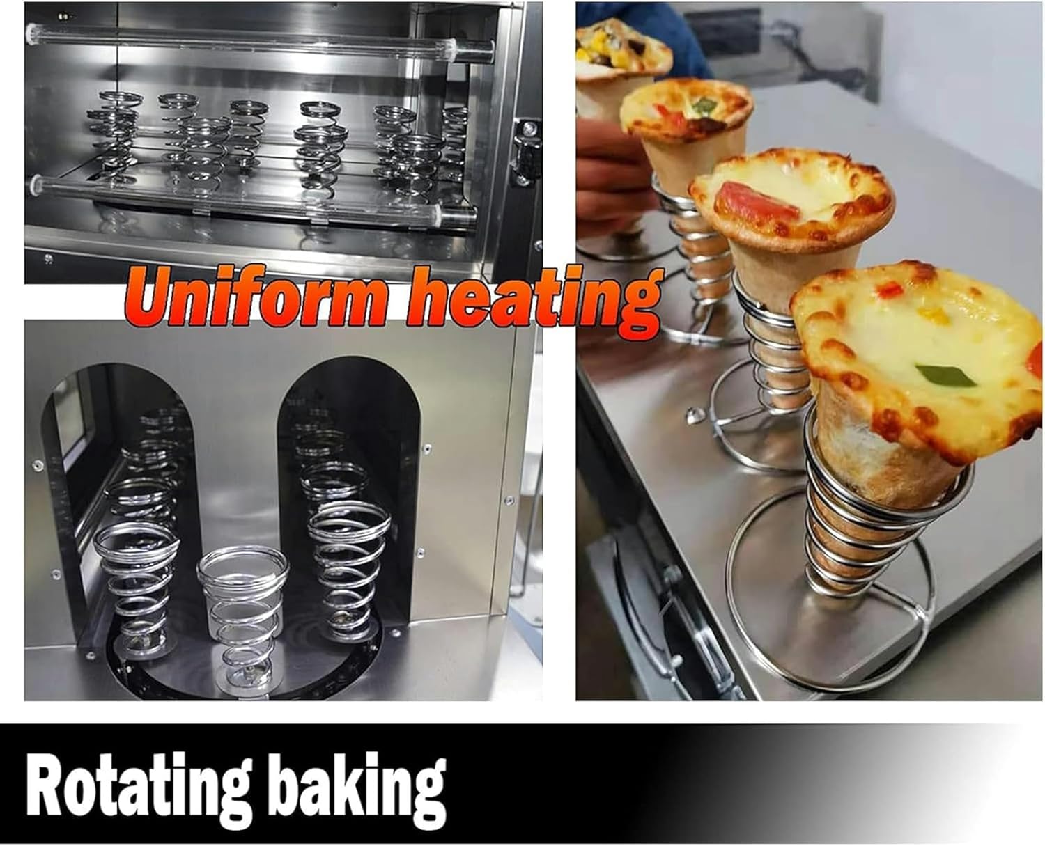 Wzglod Pizza Cone Oven, Commercial Pizza Cone Making Machine with 5 Rotating Racks, Output: 12 Pieces/4 Minutes, Even Heating, for Baking Pizza Cones