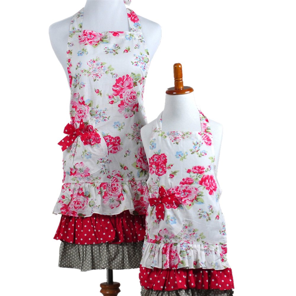 Mommy and Me Matching Sweetheart Roses Hostess Apron Set of 2 Cooking Mother and Daughter