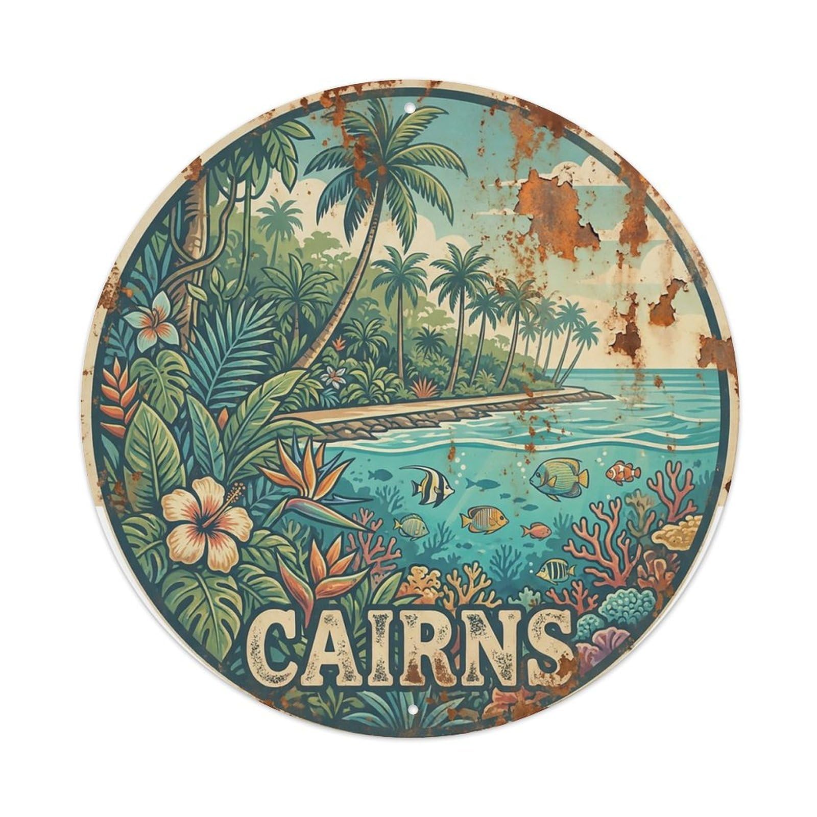Travel Australia Vintage Cairns Metal Tin Sign