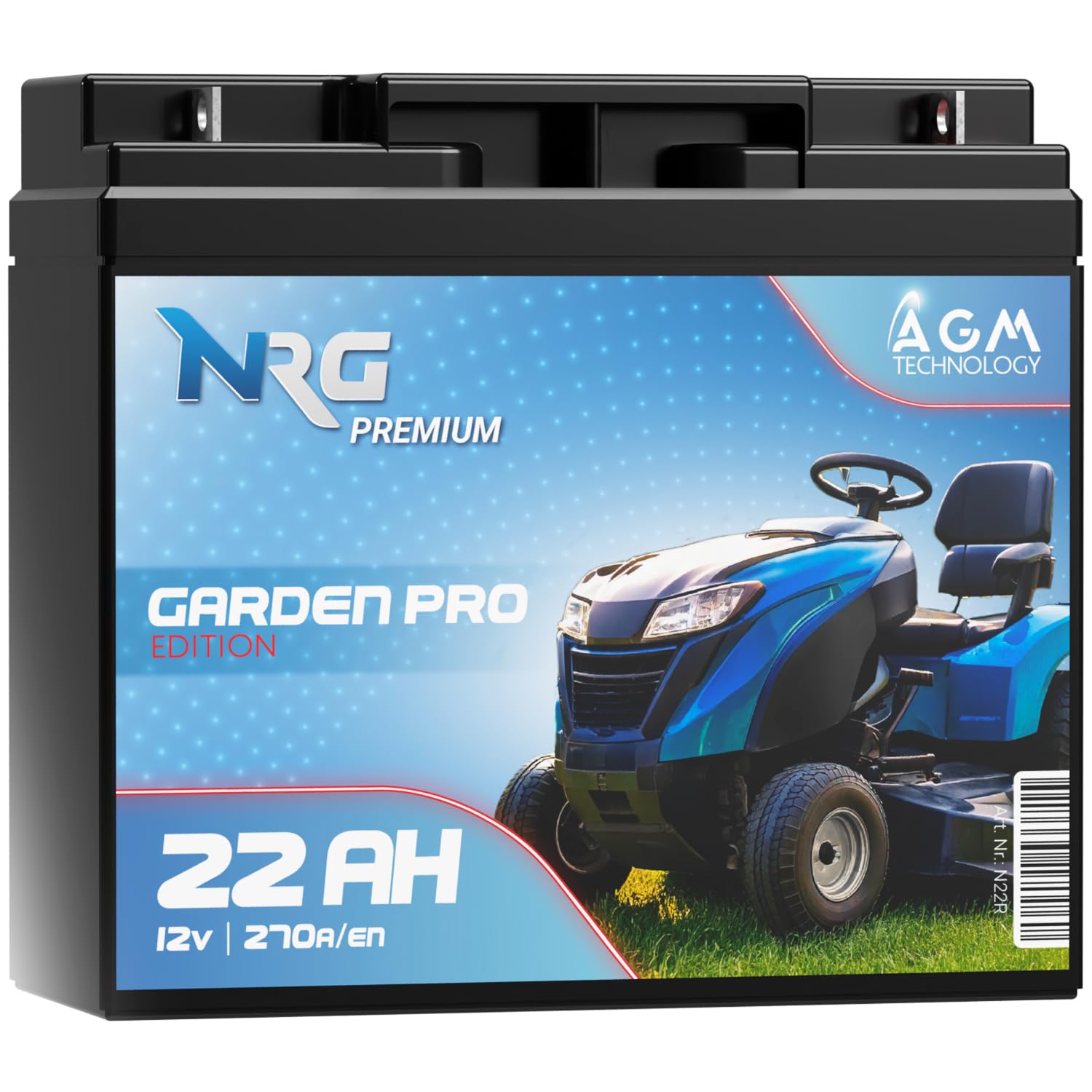 NRG Rasentraktor Batterie 12V 22Ah AGM Akku ersetzt 17Ah 18Ah 19Ah 20Ah