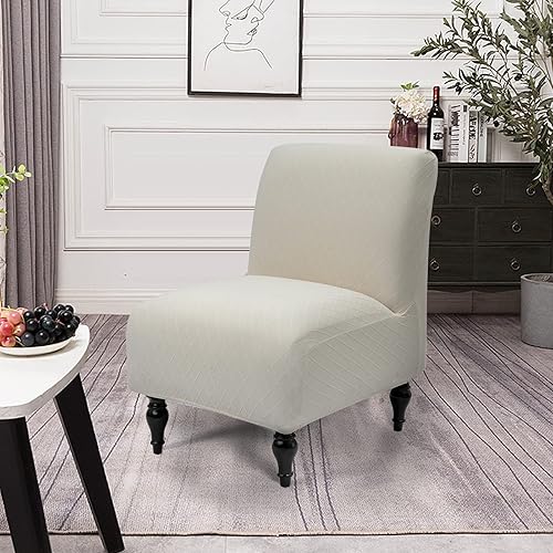 Miniatura 3 de Funda para silla sin brazos, elástica, de elastano, extraíble, jacquard, antideslizante, para silla de acento sin brazos, protector de muebles para