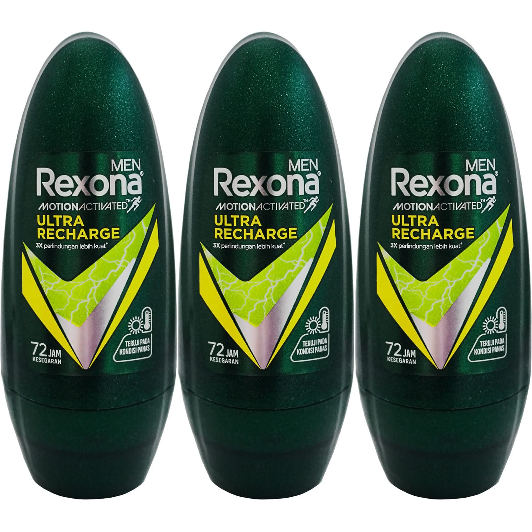 Rexona Men's Antiperspirant Deodorant Roll-on Ultra Recharge (V8), 1.5 fl oz (45 ml) x 3 Packs