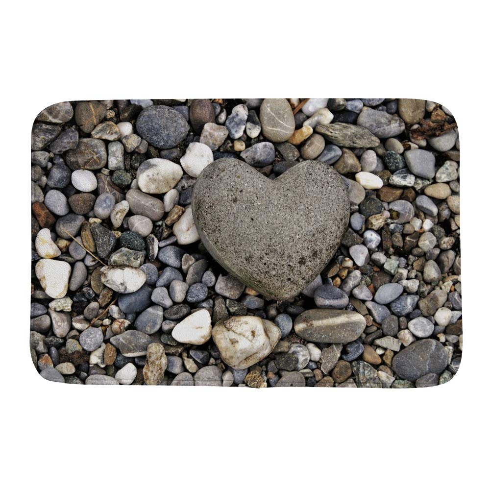 Tapis de bain en forme de cœur gris Ruchen 91x61cm en velours corail