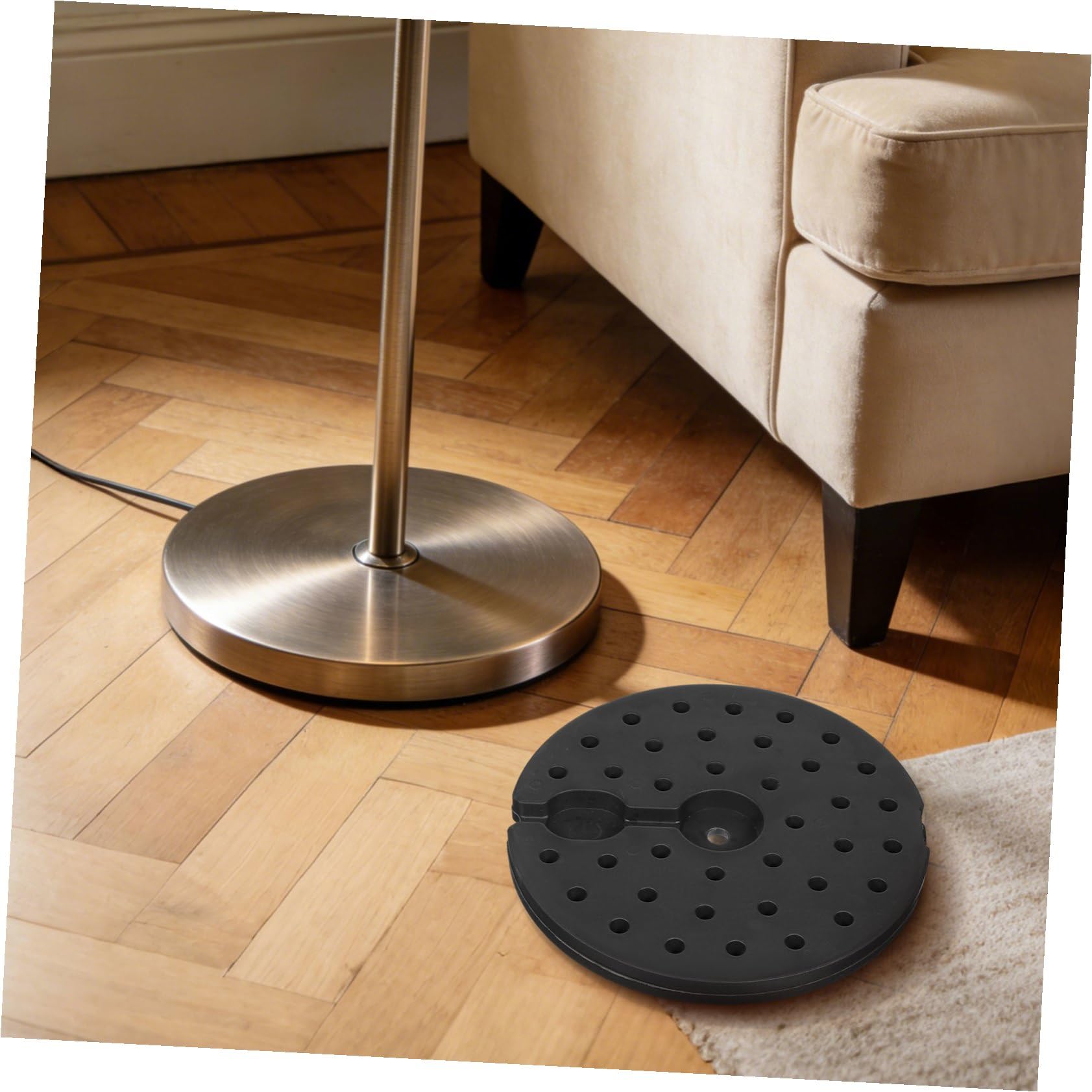 Base Lestée Noire en Plastique pour Lampe, Trou M10, 1 Pièce