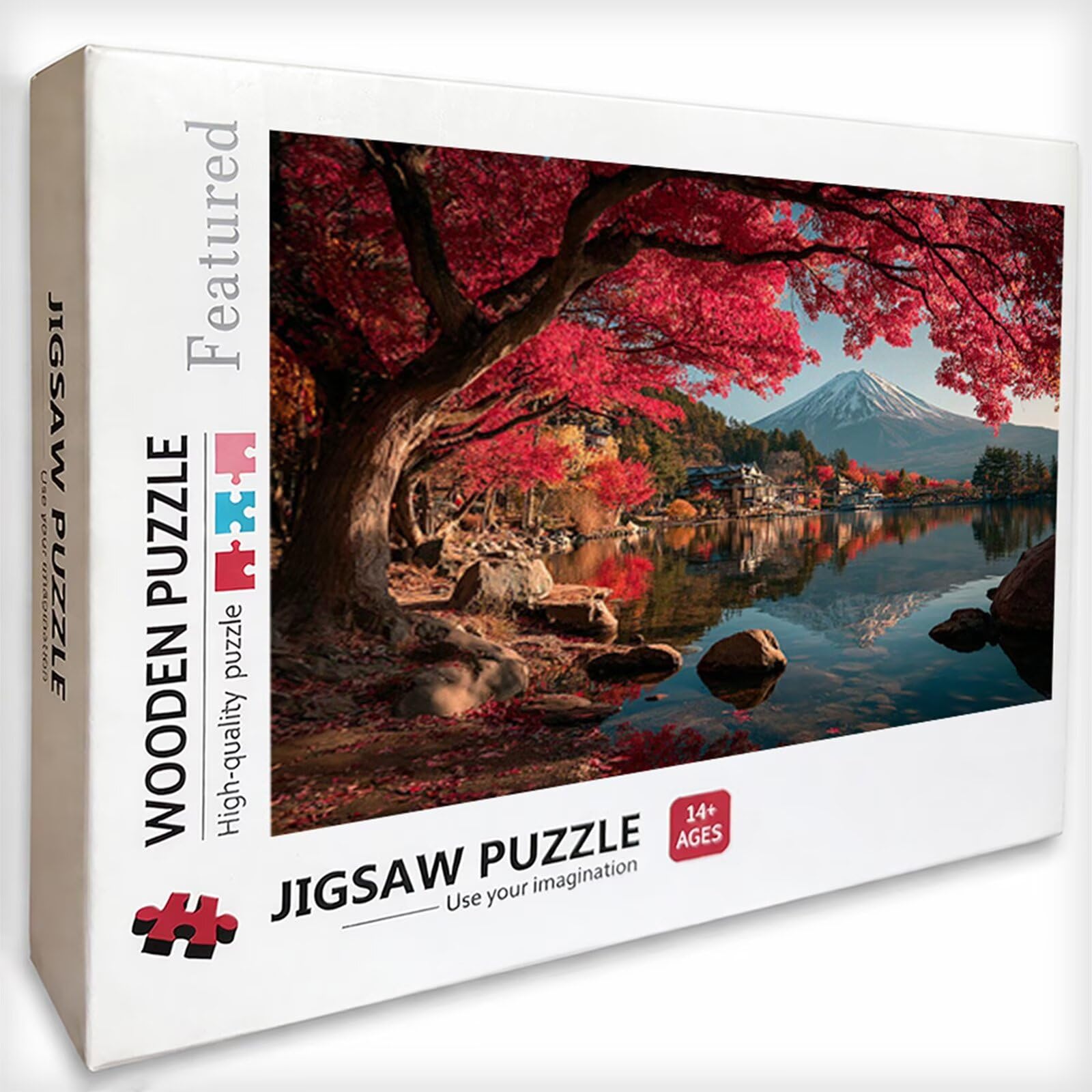 Mount Fuji Puzzle 3000 sztuk dorosłych, drewniane drzewo puzzle z pudełkiem 122 x 81 cm, pomysł na prezent dla mężczyzn i kobiet, zabawa dla dorosłych, do gier rodzinnych, gier wyzwań, wykwintne