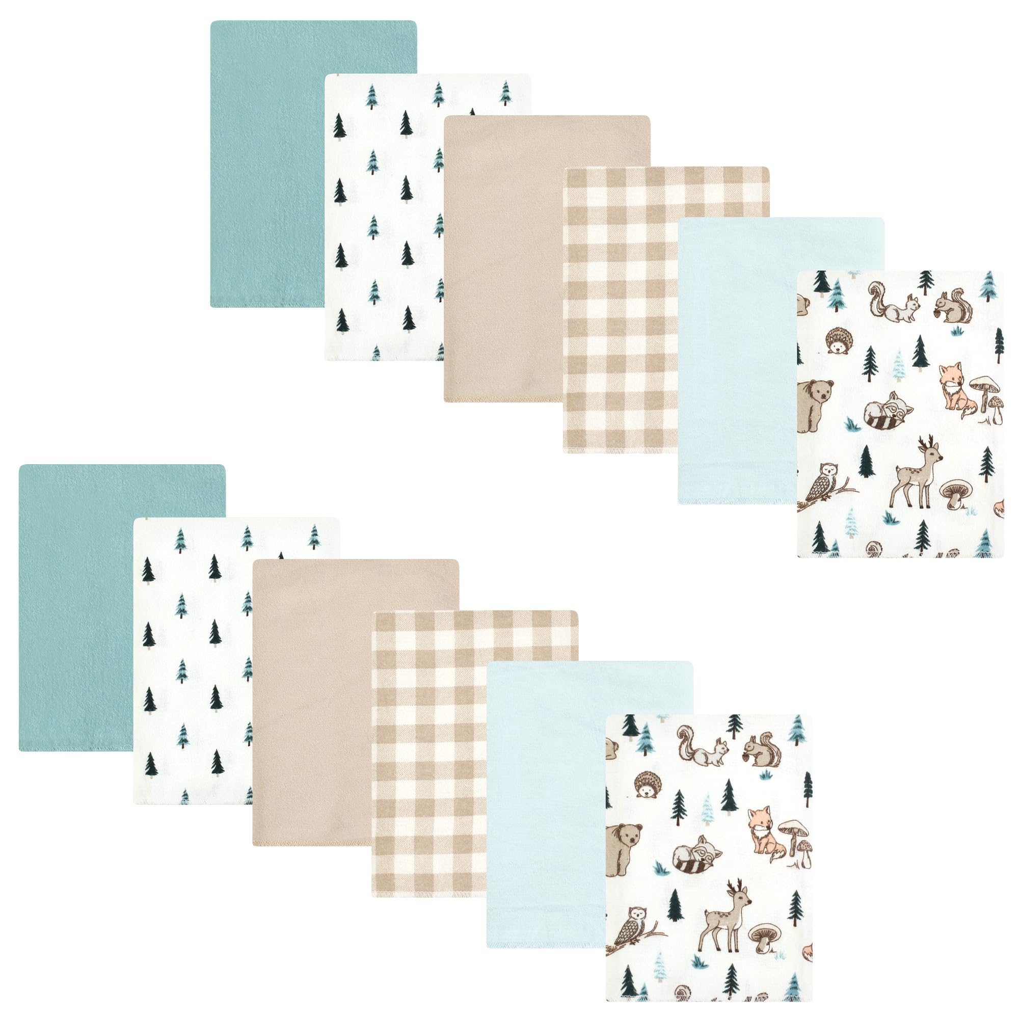 Hudson Baby Unisex Baby Cotton Flannel Burp Cloths Bundle, Boy Woodland Pals, One Size-image-27
