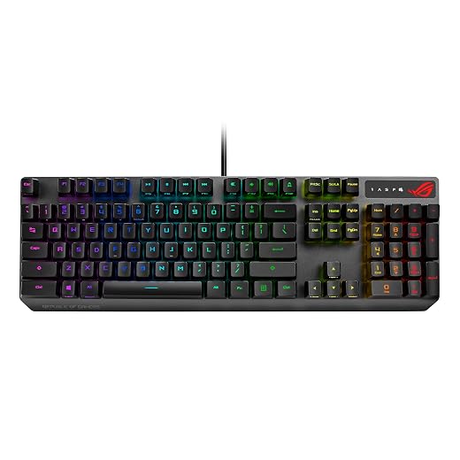 ASUS ROG Strix Scope RX Gaming Mechanical Keyboard, Red Optical Switches, USB 2.0 Passthrough, 2X Wider Ctrl Key, Aura Sync, Armoury Crate RGB Lighting, Black