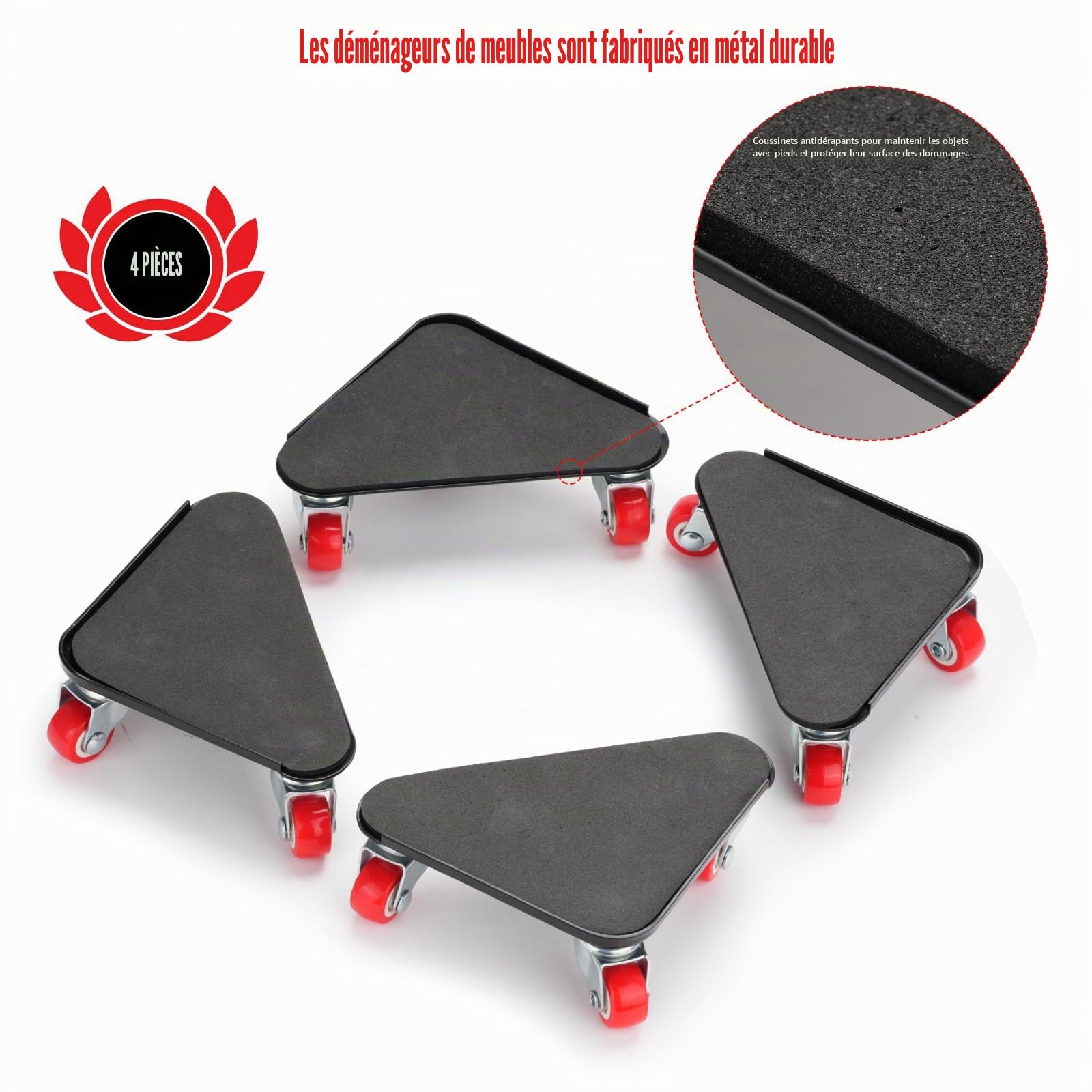 Drado roulettes pour Meubles Charge Lourde, Lot de 5 roulettes de Transport pour Meubles Charge de 600Kg, Roues Pivotantes à 360 Degrés, Pas de Dégâts sur Les Sols en Bois